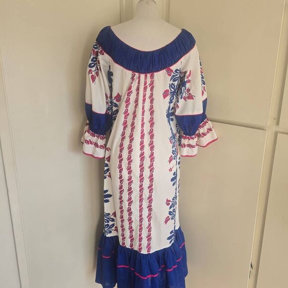 Mamo Howell for Liberty House Vtg. MuuMuu, Wht/Blue/Pink Floral, 3/4 Slv. EUC, L - Picture 11 of 16